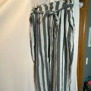 American Eagle Navy and White Stripe Tie Pants with Pockets
